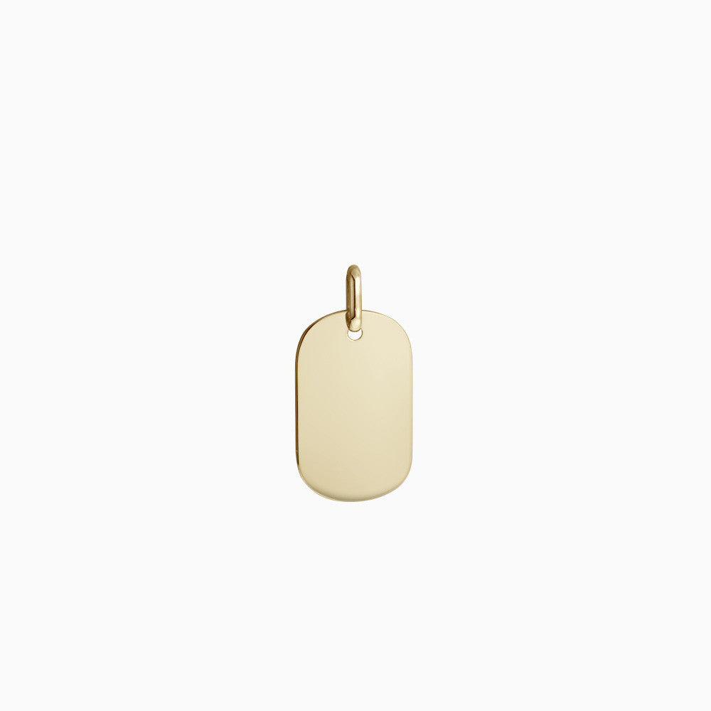 Womens 14k gold flat edge dog tag pendant - Small - Engravable