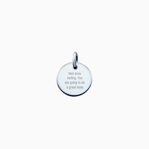 7/8 inch, Sterling Silver Custom Engraved Disc Charm for Bracelets