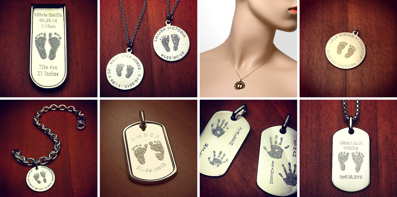 Custom Engraved Actual Baby Footprint and Handprint Jewelry from Sandy Steven Engravers - New York