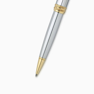 Engravable Cross Bailey Medalist Polished Chrome with Gold Plated Accents Ballpoint Pen - BP250123 - Twist-Action Barrel