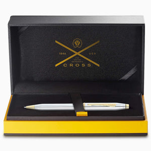 Engravable Cross Century II Medalist Polished Chrome with 23k Gold-plated Accents Ballpoint Pen - BP250126 - Luxury Gift Packaging