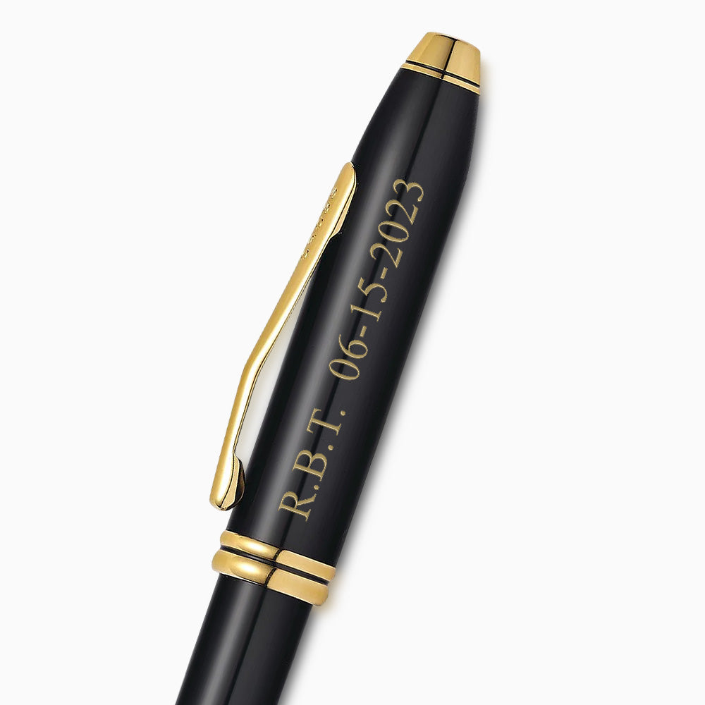 Engravable Cross Townsend Black Lacquer with Gold-plated Accents Ballpoint Pen - BP250127