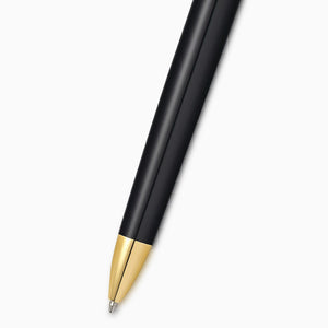 Engravable Cross Townsend Black Lacquer with Gold-plated Accents Ballpoint Pen - BP250127 - Twist-Action Barrel Mechanism