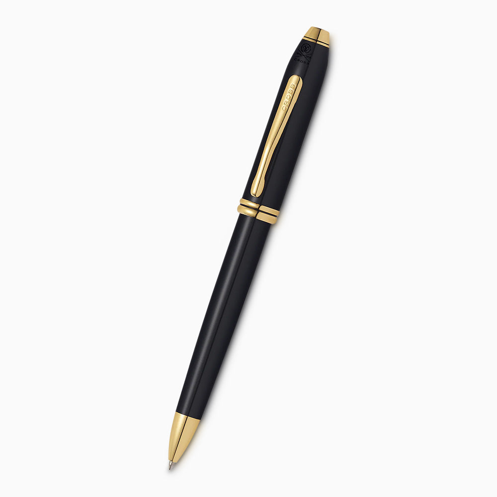 Engravable Cross Townsend Black Lacquer with Gold-plated Accents Ballpoint Pen - BP250127