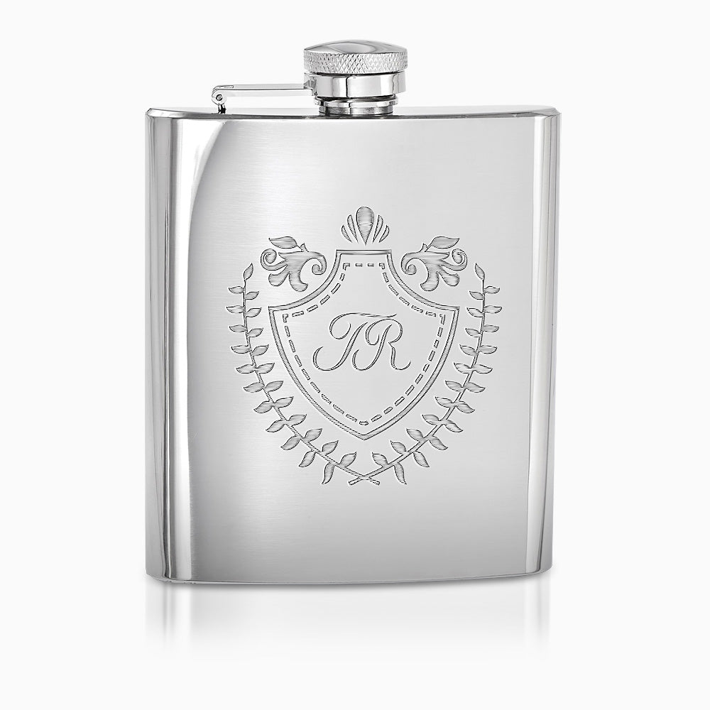 Personalized Rebel Steel Polished Stainless Steel 8 Ounce Square Whiskey Flask with Funnel - FSL241108