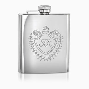 Personalized Rebel Steel Polished Stainless Steel 8 Ounce Square Whiskey Flask with Custom Engraved Artwork - FSL241108