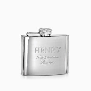 Personalized Rebel Steel High Polished Stainless Steel 4 ounce Square Whiskey Flask - FSL250204 - Engraved with Text in Roman and Script Fonts