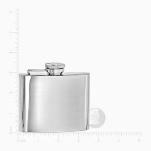 Personalized Rebel Steel High Polished Stainless Steel 4 ounce Square Whiskey Flask - FSL250204 - Size Measurements