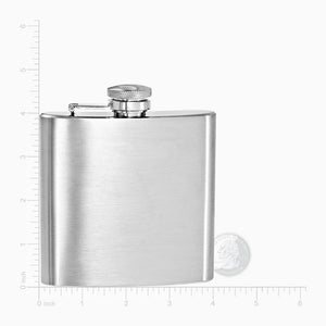 Personalized Rebel Steel Brushed Stainless Steel 6 ounce Square Whiskey Flask - FSL250206 - Size Measurements