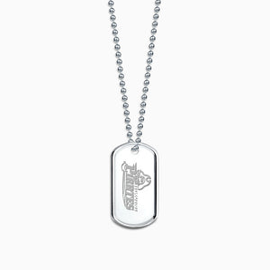 Engravable Mens Medium Raised-Edge Sterling Silver Dog Tag Slider Necklace with Ball Chain - NSL201030 - Front Logo Engraving