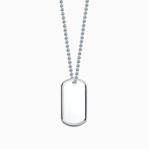 Engravable Mens Medium Raised-Edge Sterling Silver Dog Tag Slider Necklace with Ball Chain - NSL201030 - Zoom