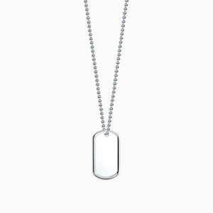 Engravable Mens Medium Raised-Edge Sterling Silver Dog Tag Slider Necklace with Ball Chain - NSL201030