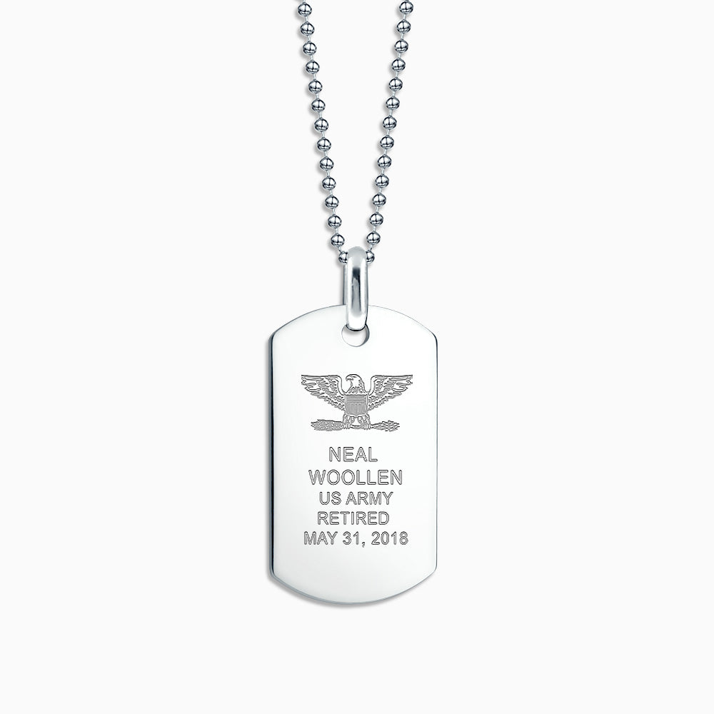 Engravable dog tag necklace sterling silver best sale