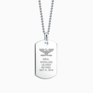Engravable Mens Large Flat Sterling Silver Dog Tag Necklace with Ball Chain - NSL210110 - Zoom - Custom Engraving