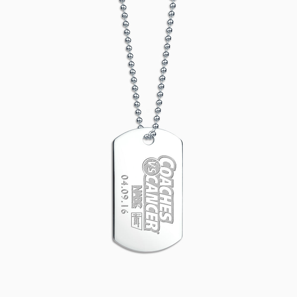 Engravable Men's Large Flat Sterling Silver Dog Tag Slider Necklace with Ball Chain - NSL210111