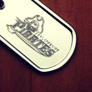 Engravable Men's Raised-Edge Sterling Silver Dog Tag Slider Pendant - Medium - PSL201030 - Custom Logo Engraving
