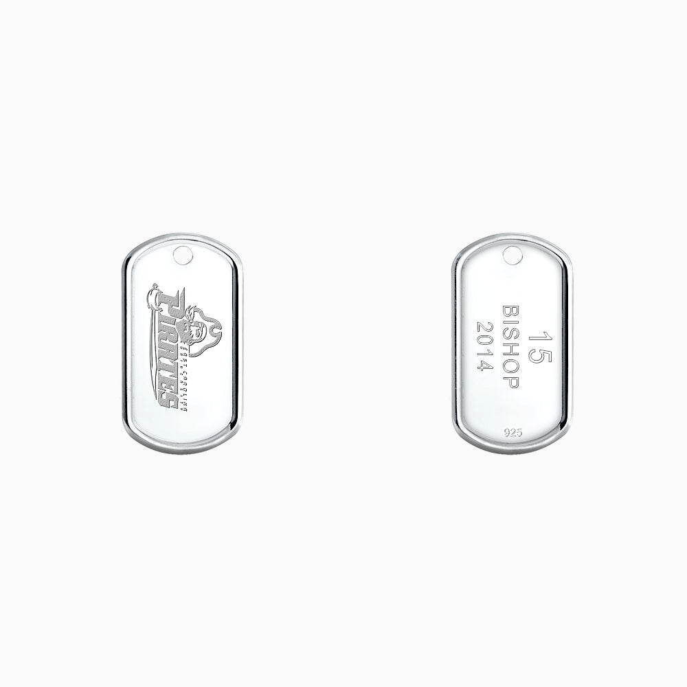 Engravable Men's Raised-Edge Sterling Silver Dog Tag Slider Pendant - Medium - PSL201030