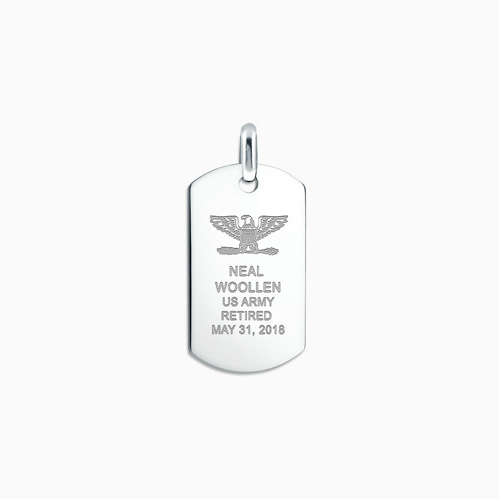 Men's Large Sterling Silver Flat Edge Dog Tag (Engravable) - PSL210110