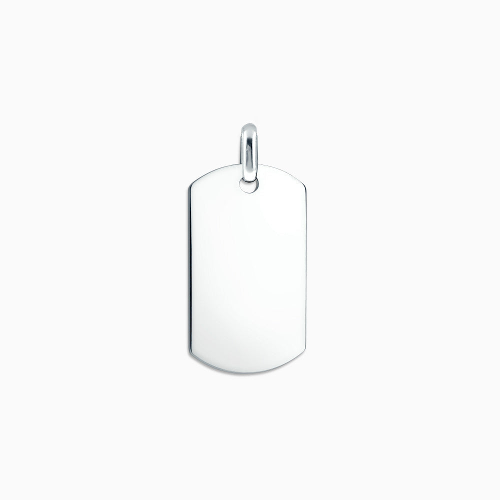 Men's Large Sterling Silver Flat Edge Dog Tag (Engravable) - PSL210110
