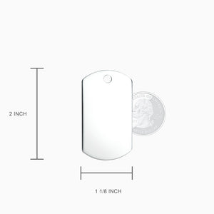 Engravable Men's Large Flat Sterling Silver Dog Tag Slider Pendant - PSL211011 - Size Measurements
