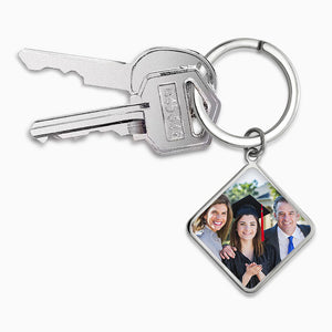 Personalized Sterling Silver Diamond Frame Photo Key Chain - KSL240830 - Use with all Keys