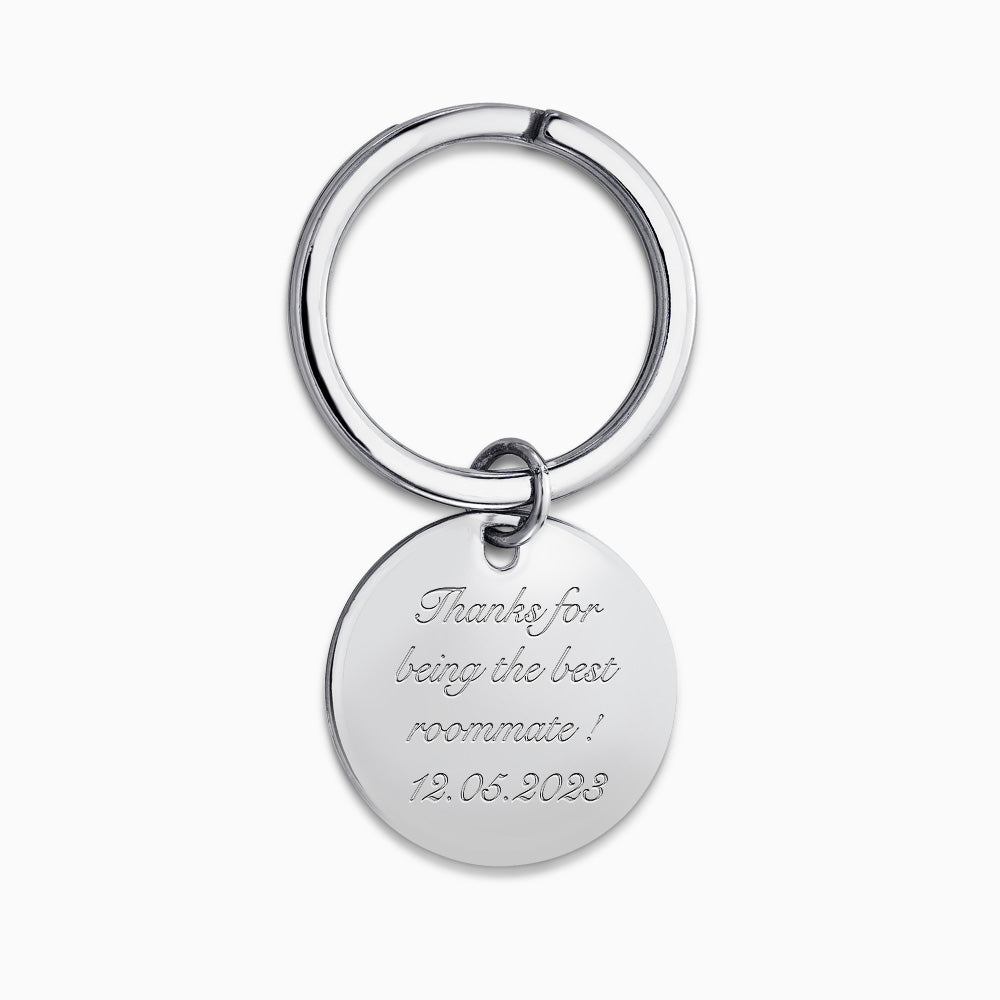Personalized Sterling Silver Circle Frame Photo Key Chain - KCSL240831