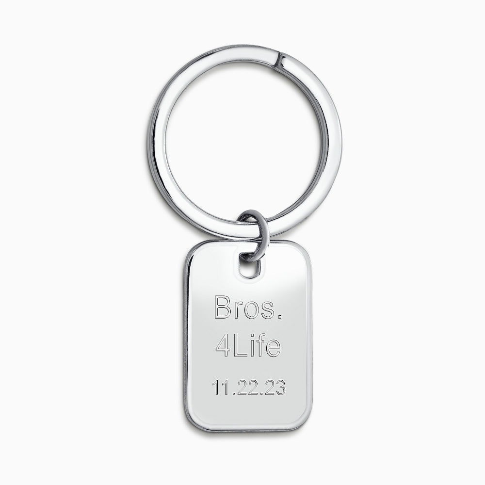 Personalized Sterling Silver Rectangle Frame Photo Key Chain - KCSL240832