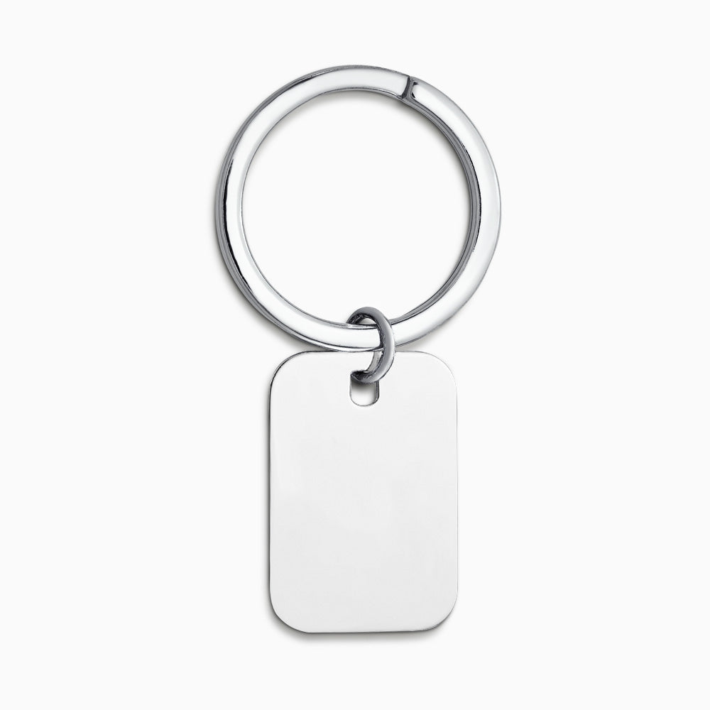 Engravable Sterling Silver Rectangle Tag Keychain - KCSL250224