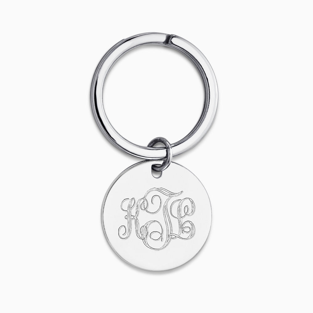 Engravable Sterling Silver Circle Tag Keychain - KCSL250225