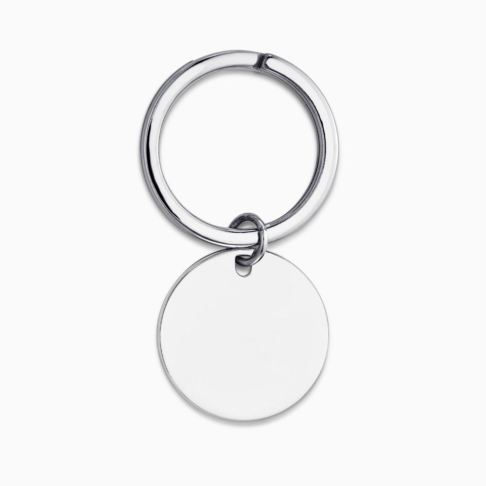 Engravable Sterling Silver Circle Tag Keychain - KCSL250225