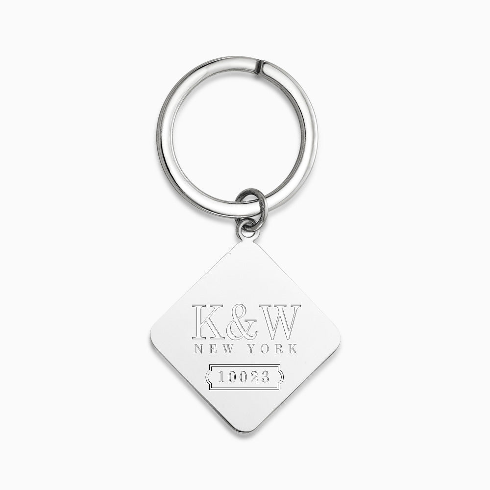 Engravable Sterling Silver Diamond Frame Keychain - KCSL250226