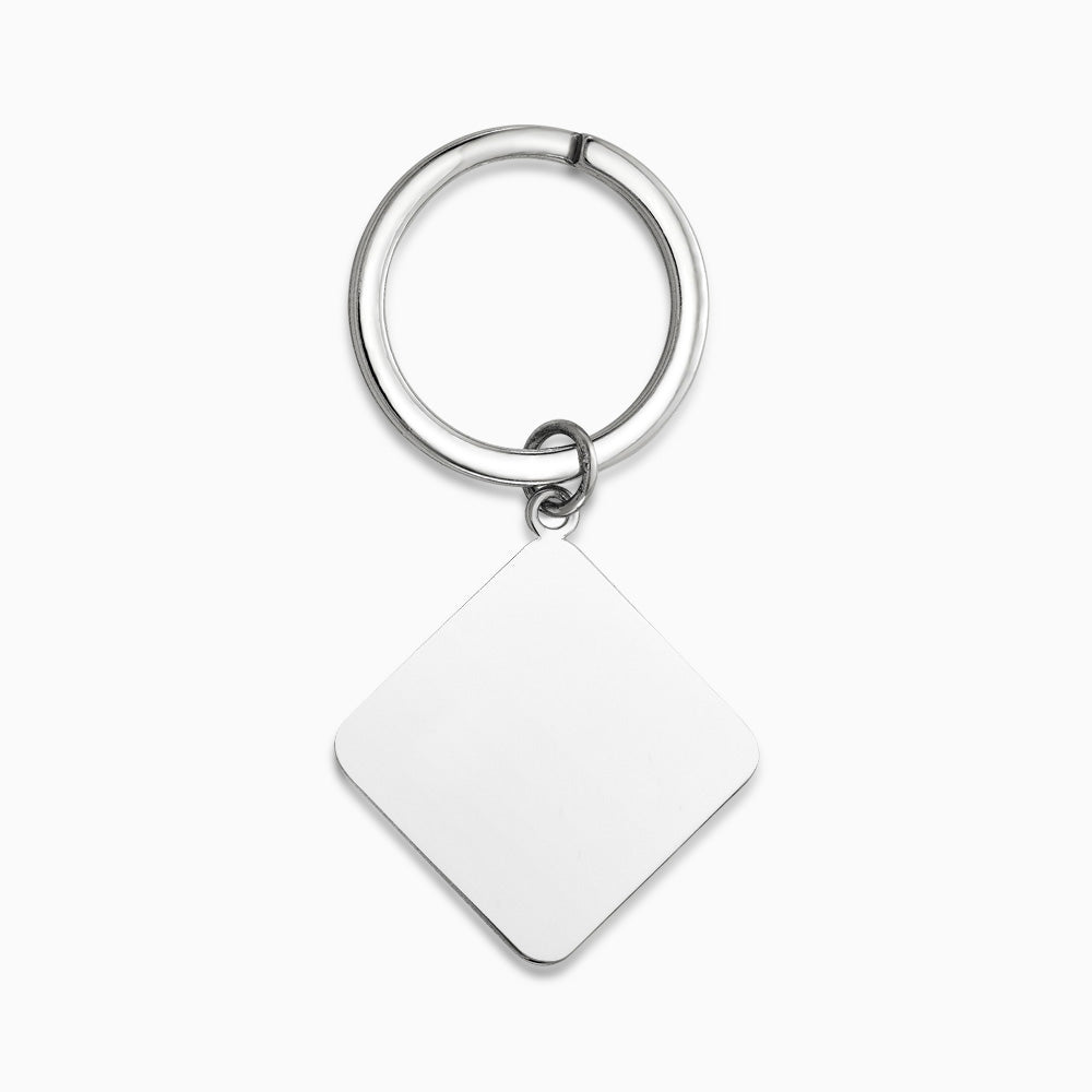 Engravable Sterling Silver Diamond Frame Keychain - KCSL250226