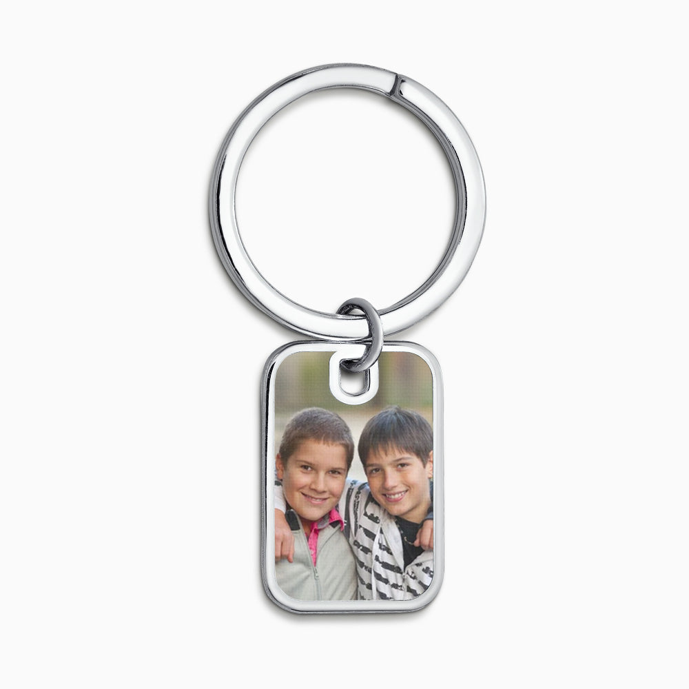 Personalized Sterling Silver Rectangle Frame Photo Key Chain - KCSL240832