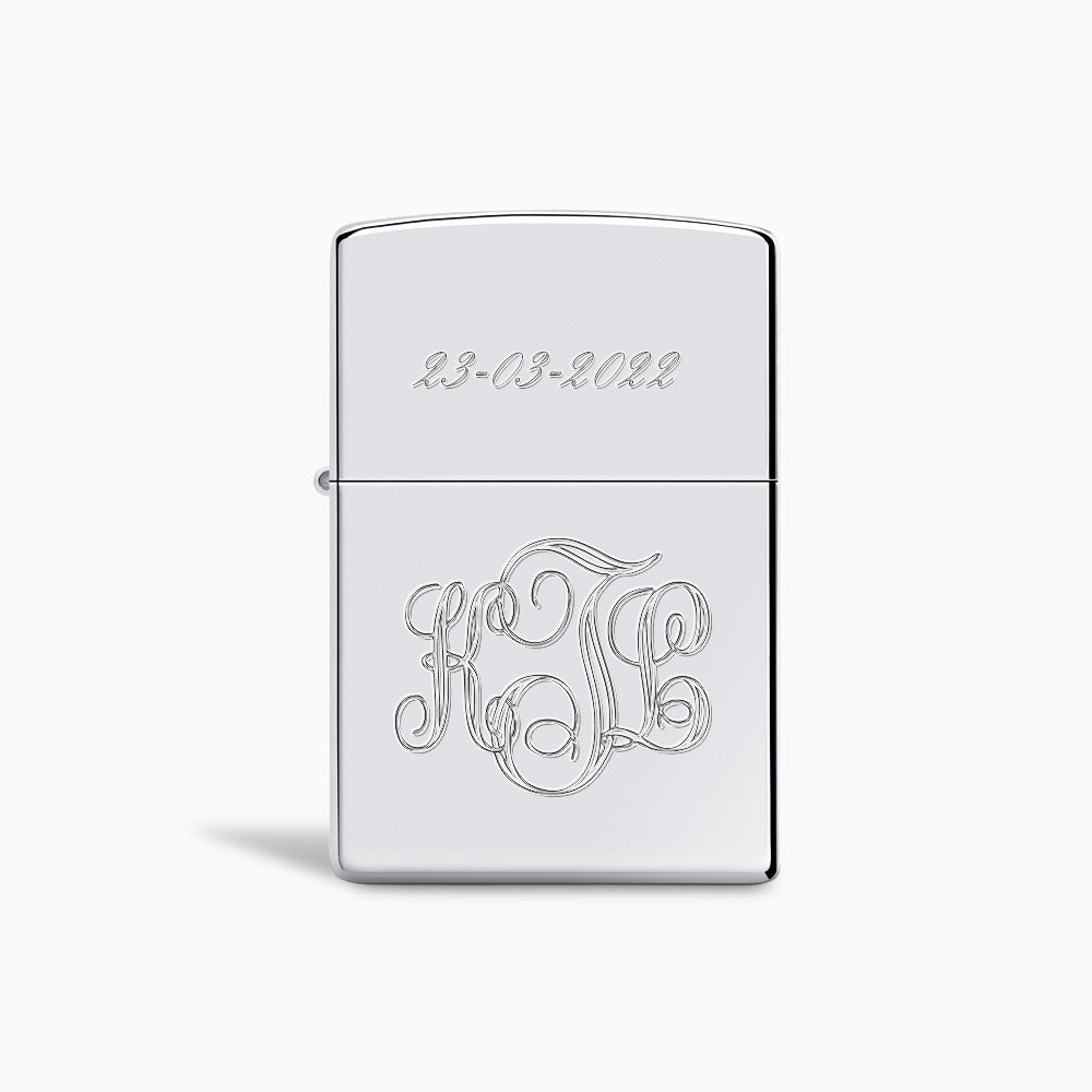 Engravable High Polish Chrome Classic Zippo Lighter - Sandy