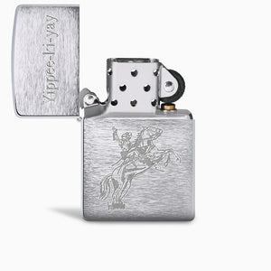 Engravable Brush Chrome Classic Zippo Lighter - L241116 - Front Lid Engraving