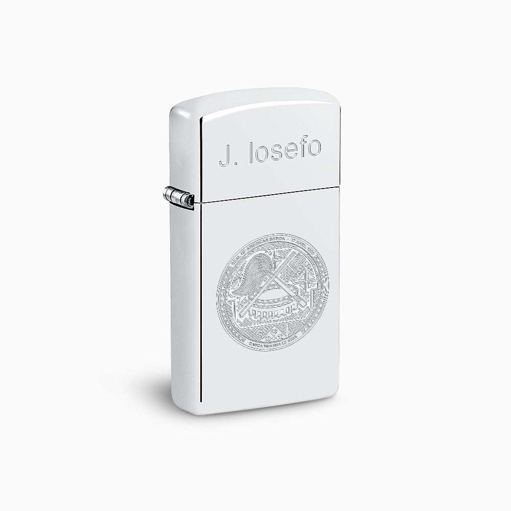 L241118 - Engravable High Polish Sterling Silver Zippo Slim® Lighter