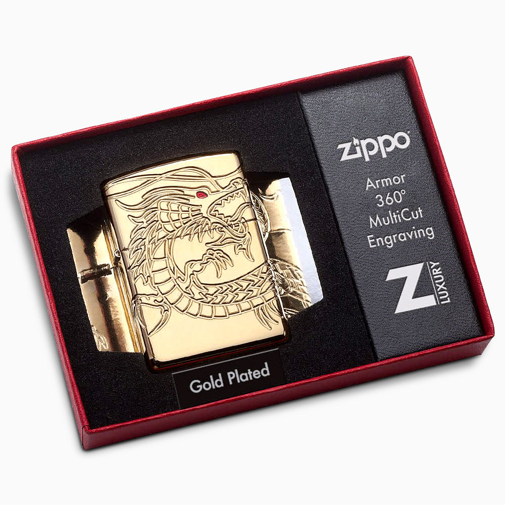 Engravable 360-Degree Cut Asian Dragon High Polish Gold