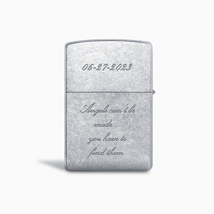 Engravable American Flag Street Chrome Zippo Lighter - L250120 - Back Engraving on Lighter Casing