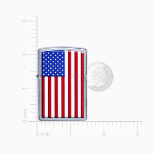 Engravable American Flag Street Chrome Zippo Lighter - L250120 - Size Measurements