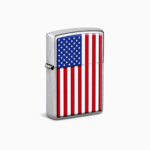 Engravable American Flag Street Chrome Zippo Lighter - L250120