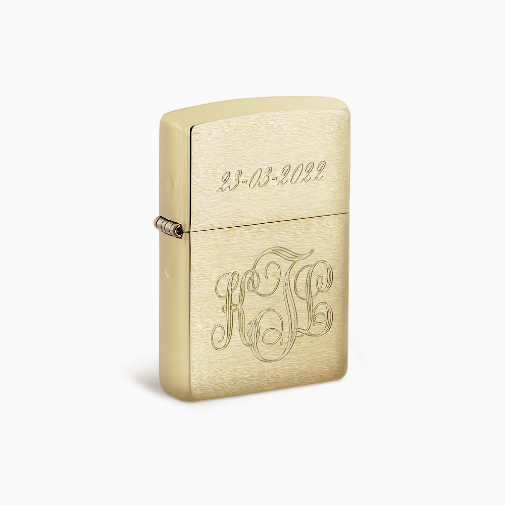 L260220 - Engravable Brushed Brass Solid Brass Classic Zippo Lighter