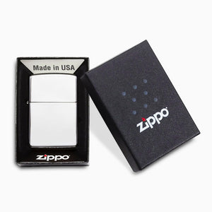 L260321 - Engravable High Polish Chrome Zippo Armor Lighter in authentic Packaging with Zippo Logo