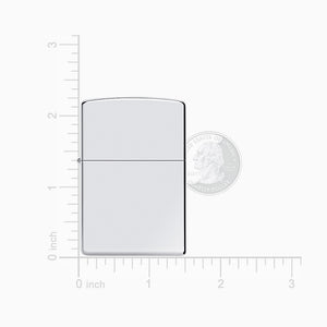 L260321 - Engravable High Polish Chrome Zippo Armor Lighter Size Measurements.