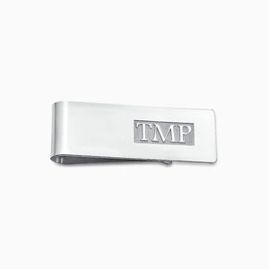 Engravable Classic Raised Letter Monogram Sterling Silver Money Clip - MCSL241030