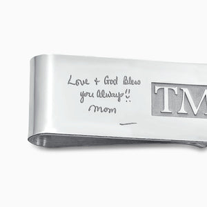 Engravable Classic Raised Letter Monogram Sterling Silver Money Clip - MCSL241030 - Custom Engraved with a Handwritten Message