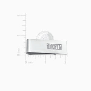 Engravable Classic Raised Letter Monogram Sterling Silver Money Clip - MCSL241030 - Size Measurements