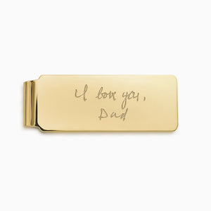 Engravable Straight-Edge 14k Yellow Gold Money Clip - MCYG241227 - Custom Engraved Handwriting