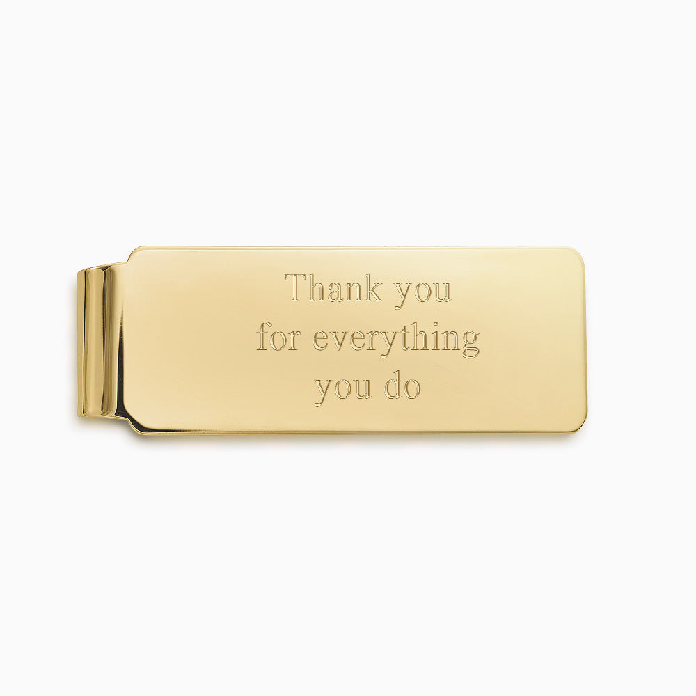 Engravable Straight-Edge 14k Yellow Gold Money Clip - MCYG241227