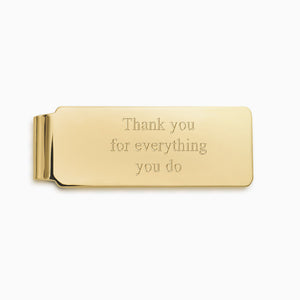 Engravable Straight-Edge 14k Yellow Gold Money Clip - MCYG241227 - Text Engraving