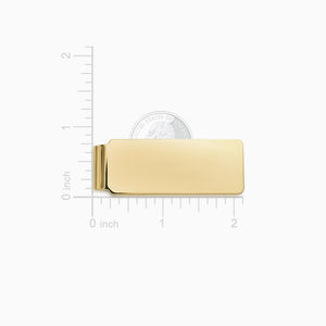 Engravable Straight-Edge 14k Yellow Gold Money Clip - MCYG241227 - Size Measurements